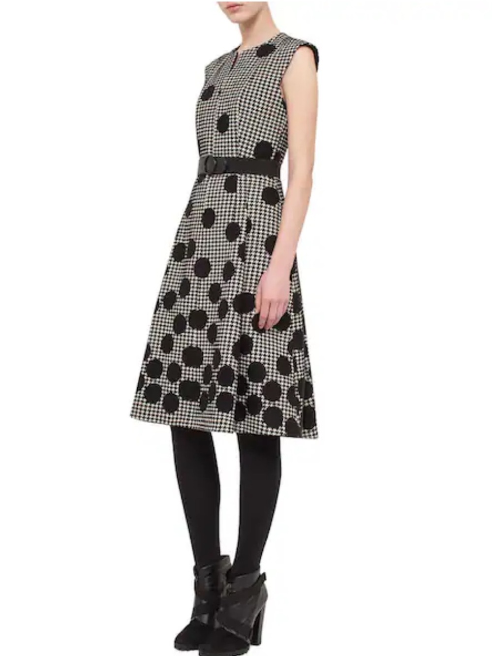 Akris Punto Sz 6 Blazer & Sz 8 Dress Black & White Dotes Houndstooth Wool Blend - Picture 16 of 16